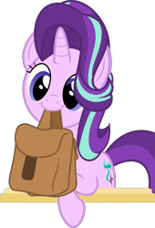 Size: 9043x13289 | Tagged: safe, artist:pink1ejack, edit, starlight glimmer, pony, unicorn, to saddlebags and back again, to where and back again, absurd resolution, bag, cute, female, glimmerbetes, mare, mouth hold, simple background, solo, transparent background, vector, vector edit