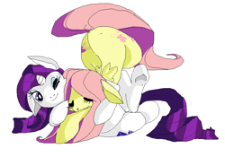 Size: 926x647 | Tagged: safe, artist:shpookyshota, fluttershy, rarity, pegasus, pony, unicorn, female, flarity, lesbian, shipping