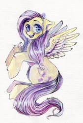 Size: 743x1099 | Tagged: safe, artist:busoni, fluttershy, pegasus, pony, paint, painting, solo, traditional art