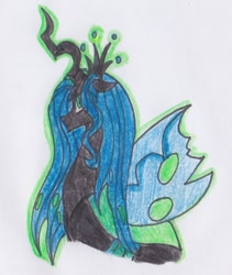 Size: 774x917 | Tagged: safe, artist:draw1709, queen chrysalis, changeling, changeling queen, female, solo, traditional art