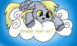 Size: 1024x610 | Tagged: safe, artist:inkiepie, derpy hooves, fluffy pony, pegasus, pony, cloud, female, fluffyderpy, mare