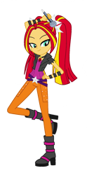 Size: 630x1269 | Tagged: safe, artist:iamsheila, artist:mixiepie, edit, aria blaze, sunset shimmer, equestria girls, amulet, microphone, necklace, recolor, simple background, transparent background, vector, vector edit, wristband