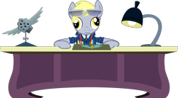 Size: 6879x3795 | Tagged: safe, artist:lykas13, derpy hooves, pegasus, pony, wonderbolts academy, absurd resolution, clothes, desk, female, mare, simple background, solo, sunglasses, transparent background, uniform, vector, wonderbolts dress uniform