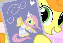 Size: 650x450 | Tagged: safe, artist:violetclm, carrot top, fluttershy, golden harvest, pegasus, pony, hoofstuck