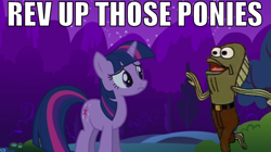 Size: 636x356 | Tagged: safe, derpibooru import, edit, edited screencap, screencap, twilight sparkle, arrgh!, crossover, fred, image macro, impact font, meme, rev up those fryers, spongebob squarepants