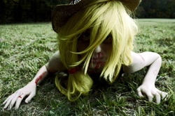 Size: 2048x1365 | Tagged: safe, artist:soraxlxlightxfangirl, applejack, human, zombie, blood, cosplay, halloween, irl, irl human, photo, solo