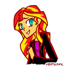 Size: 628x671 | Tagged: safe, artist:novcainne, sunset shimmer, equestria girls, smiling, solo