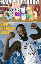 Size: 778x1206 | Tagged: safe, derpibooru import, applejack, fluttershy, rainbow dash, rarity, earth pony, pegasus, pony, unicorn, armpits, basketball, happy birthday, lance stephenson, nba, obligatory pony