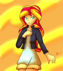 Size: 1280x1441 | Tagged: safe, artist:wolfy-pony, sunset shimmer, equestria girls, clothes, female, solo, two toned hair