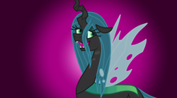 Size: 1214x677 | Tagged: safe, artist:chelseawest, queen chrysalis, changeling, changeling queen, female, horn, solo