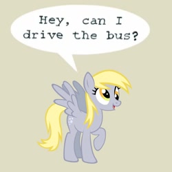 Size: 770x770 | Tagged: safe, artist:durpy, derpy hooves, pegasus, pony, don't let the pigeon drive the bus, female, mare, mo willems, parody, this will end in tears