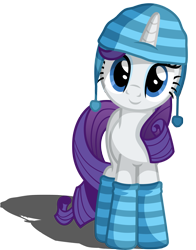 Size: 3455x4400 | Tagged: safe, artist:austiniousi, rarity, pony, unicorn, absurd resolution, clothes, hat, simple background, socks, solo, striped socks, transparent background, vector