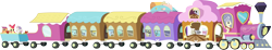 Size: 9964x1849 | Tagged: safe, artist:sooyou, apple bloom, derpy hooves, scootaloo, sweetie belle, pegasus, pony, cutie mark crusaders, female, friendship express, mare, train