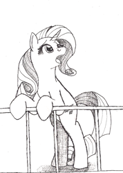 Size: 571x800 | Tagged: safe, artist:jinyaranda, rarity, pony, unicorn, female, horn, mare, monochrome, white coat