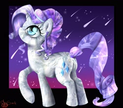 Size: 3500x3088 | Tagged: safe, artist:daughter-of-fantasy, rarity, crystal pony, pony, unicorn, butt, crystal rarity, crystallized, female, mare, night, plot, solo, stars