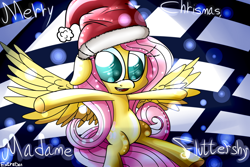 Size: 1024x683 | Tagged: safe, artist:extradan, fluttershy, pegasus, pony, christmas, female, hat, mare