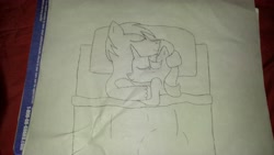 Size: 5312x2988 | Tagged: safe, big macintosh, starlight glimmer, earth pony, pony, crack shipping, cuddling, glimmermac, male, shipping, snuggling, stallion, traditional art