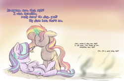 Size: 1280x842 | Tagged: safe, artist:heir-of-rick, starlight glimmer, sunset shimmer, pony, crying, dialogue, duo, feels, magic, sketchy, smoke, sunset vs starlight debate