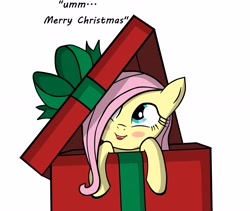 Size: 4860x4110 | Tagged: safe, artist:neotopazz, fluttershy, pegasus, pony, absurd resolution, blushing, filly, present