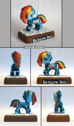 Size: 984x1675 | Tagged: safe, artist:ubrosis, derpibooru import, rainbow dash, pegasus, pony, alternate timeline, amputee, apocalypse dash, augmented, crystal war timeline, prosthetic limb, prosthetic wing, prosthetics, sculpture, traditional art