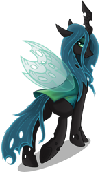 Size: 4000x6871 | Tagged: safe, artist:negatif22, queen chrysalis, changeling, changeling queen, absurd resolution, female, lidded eyes, looking at you, looking back, looking back at you, quadrupedal, rear view, simple background, solo, transparent background, vector