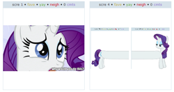 Size: 1000x529 | Tagged: safe, rarity, pony, unicorn, exploitable meme, female, juxtaposition, juxtaposition win, juxtaposition winception, long pony, mare, wat, what has science done, why