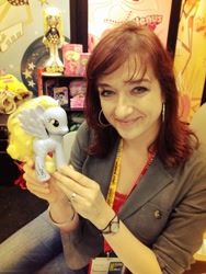 Size: 774x1032 | Tagged: safe, derpy hooves, pegasus, pony, fashion style, female, irl, lauren faust, mare, photo, toy