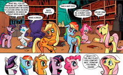 Size: 800x490 | Tagged: safe, derpibooru import, idw, applejack, fluttershy, pinkie pie, rainbow dash, rarity, twilight sparkle, twilight sparkle (alicorn), alicorn, earth pony, pegasus, pony, unicorn, bathroom joke, exploitable meme, female, mane 6 interests, mane six, mare, meme