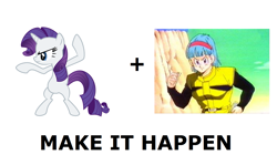 Size: 1337x796 | Tagged: safe, rarity, pony, unicorn, bulma, dragon ball z, dragonball z abridged, exploitable meme, make it happen, rarity fighting a giant crab