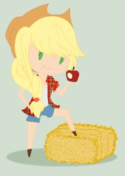 Size: 341x481 | Tagged: safe, artist:avigne102, applejack, chibi, clothes, female, humanized