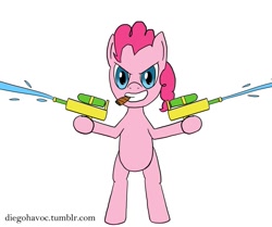 Size: 897x749 | Tagged: safe, artist:diego havoc, pinkie pie, pony, 30 minute art challenge, bipedal, cigar, gun, water, watergun