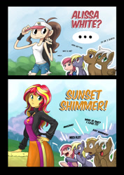 Size: 1024x1449 | Tagged: safe, artist:nauth, sunset shimmer, oc, oc:alissa, earth pony, pegasus, pony, equestria girls, ..., female, hilda, male, mare, meme, plot, pokémon, reaction guys, stallion