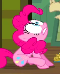 Size: 291x360 | Tagged: safe, screencap, pinkie pie, earth pony, pony, a friend in deed, female, mare, pink coat, pink mane, solo