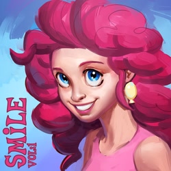 Size: 1200x1200 | Tagged: safe, artist:makkon, pinkie pie, album cover, humanized, looking at you, music, solo