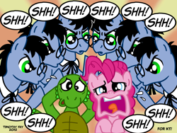 Size: 800x600 | Tagged: safe, artist:tim-kangaroo, pinkie pie, oc, oc:tympany, earth pony, pony, kturtle, mirror pool