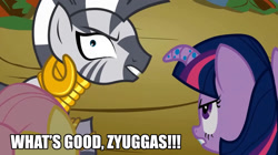 Size: 1280x719 | Tagged: safe, derpibooru import, screencap, fluttershy, twilight sparkle, zecora, pegasus, pony, zebra, bridle gossip, caption, colonel h. stinkmeaner, image macro, the boondocks