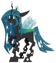 Size: 1961x2180 | Tagged: safe, artist:binkyt11, queen chrysalis, changeling, changeling queen, cheeselegs, crown, cute, cutealis, evil, fangs, female, heart, jewelry, lineless, raised hoof, regalia, simple background, slit eyes, solo, transparent background, transparent wings