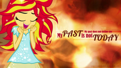 Size: 1366x768 | Tagged: safe, artist:caseyjewels, artist:columbiabingbong, artist:zuko42, sunset satan, sunset shimmer, equestria girls, my past is not today, cleavage, eyes closed, female, sunset phoenix, vector, wallpaper