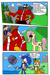 Size: 900x1350 | Tagged: safe, artist:flutteranderson, fluttershy, pegasus, pony, comic, crossover, death egg, doctor eggman, miles "tails" prower, sonic the hedgehog, sonic the hedgehog (series)