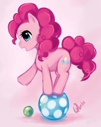 Size: 480x602 | Tagged: safe, artist:quiss, pinkie pie, earth pony, pony, ball, cute, diapinkes, solo