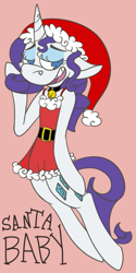 Size: 393x786 | Tagged: safe, artist:glitteringtrinkets, rarity, pony, unicorn, bipedal, christmas, clothes, costume, hat, lyric, santa claus, santa costume, santa hat