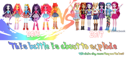 Size: 1545x698 | Tagged: safe, derpibooru import, applejack, fluttershy, pinkie pie, rainbow dash, rarity, sci-twi, sunset shimmer, twilight sparkle, twilight sparkle (alicorn), alicorn, better together, equestria girls, equestria girls (movie), clothes, comparison, doll, equestria girls prototype, merchandise, simple background, toy, watermark, white background