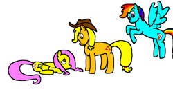 Size: 1214x648 | Tagged: safe, artist:samueljcollins1990, derpibooru import, applejack, fluttershy, rainbow dash, earth pony, pegasus, pony, nervous, smiling