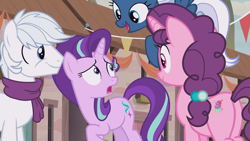 Size: 1440x810 | Tagged: safe, screencap, double diamond, night glider, starlight glimmer, sugar belle, pony, to where and back again, female, mare, plot