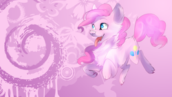 Size: 1920x1080 | Tagged: safe, artist:avareq, pinkie pie, wolf, cute, diapinkes, pinkie wolf, species swap, wallpaper, wolfified