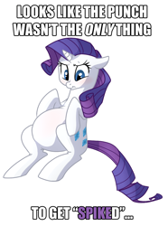 Size: 680x916 | Tagged: safe, rarity, pony, unicorn, caption, female, male, out of context, pregnant, pun, shipping, solo, sparity, straight