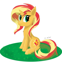 Size: 3000x3000 | Tagged: safe, artist:darkdrium777, sunset shimmer, pony, unicorn, grass, sitting, solo