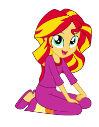Size: 5500x7025 | Tagged: safe, artist:mixiepie, sunset shimmer, equestria girls, rainbow rocks, absurd resolution, clothes, commission, cute, female, open mouth, pajamas, shimmerbetes, simple background, slippers, smiling, solo, transparent background, vector, weapons-grade cute, when she smiles