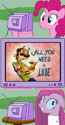 Size: 508x976 | Tagged: safe, pinkie pie, earth pony, pony, catdog, exploitable meme, pinkamena diane pie, tv meme