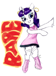 Size: 600x812 | Tagged: safe, artist:archonix, rarity, pony, unicorn, 60s, bipedal, boots, clothes, dress, ear piercing, earring, jewelry, piercing, solo